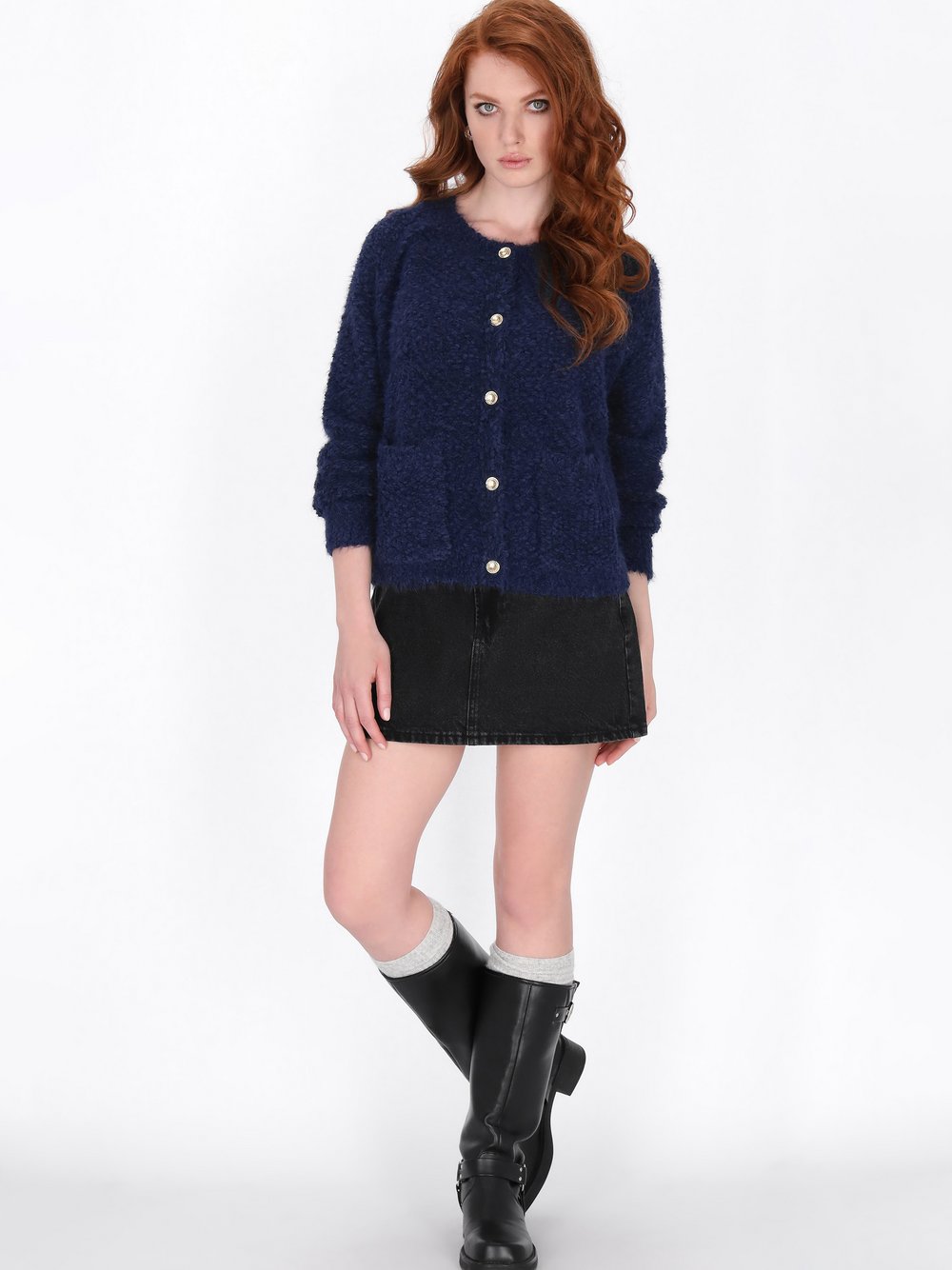 Dreimaster Strickjacke Damen blau, M/L