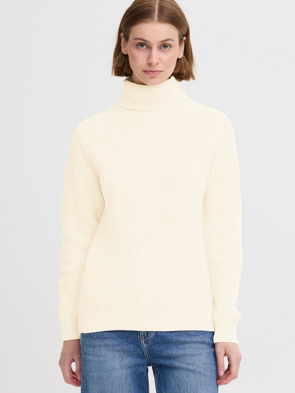 OXMO Rollkragenpullover Damen Baumwolle weiß, M