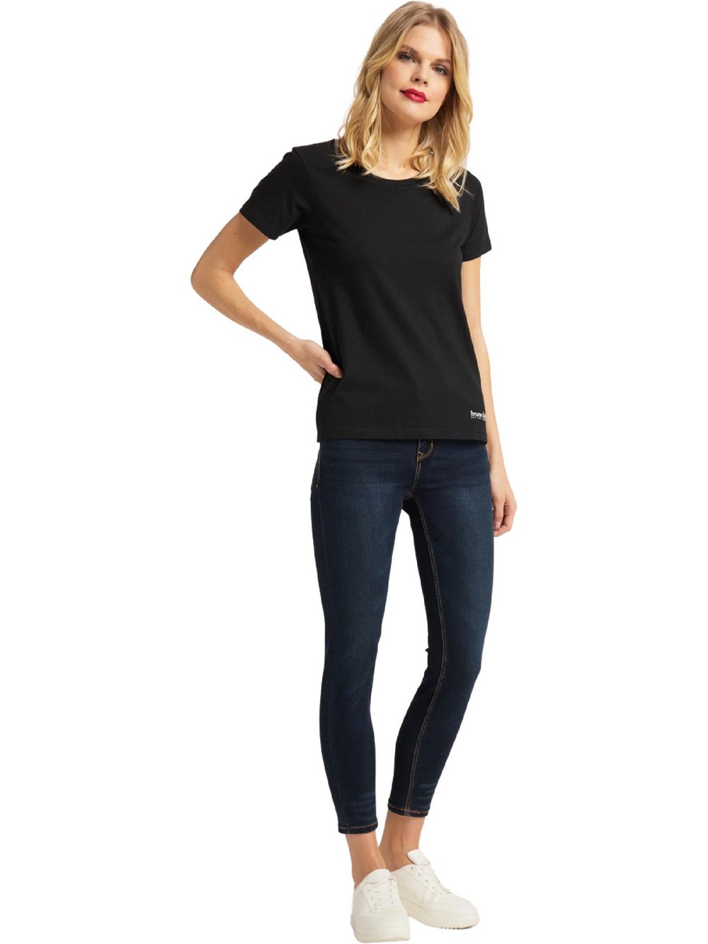 Thumbnail - Bruno Banani T-Shirt  Damen Baumwolle schwarz gemustert, S
