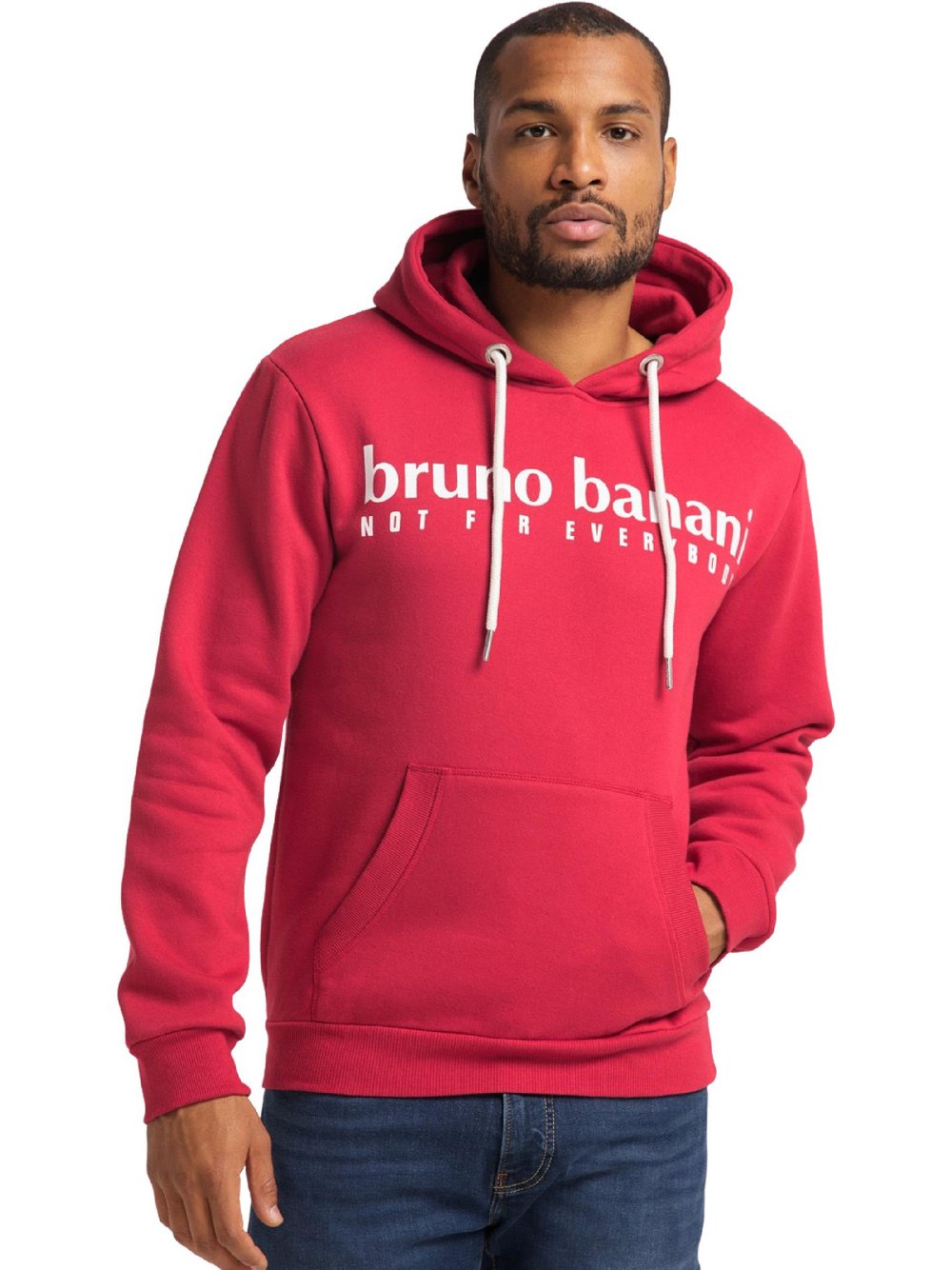 Bruno Banani Hoodie  Herren Baumwolle rot bedruckt, XL