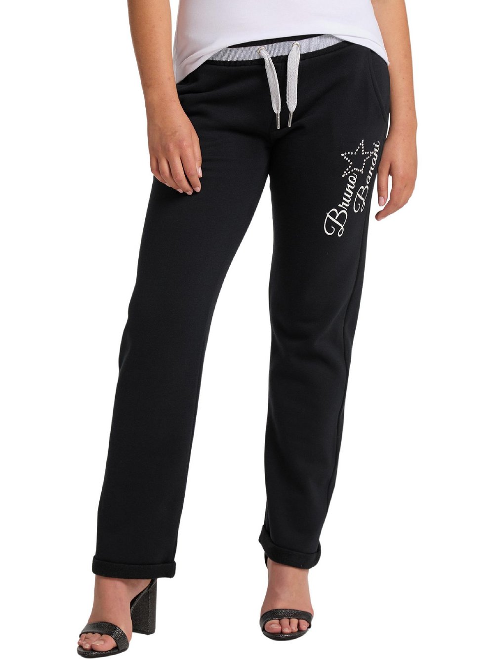 Bruno Banani Sweathose Damen Baumwolle schwarz bedruckt, XL