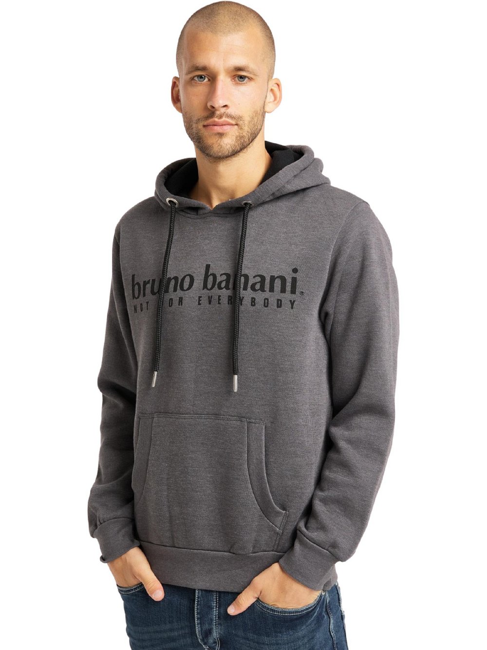 Thumbnail - Bruno Banani Hoodie Herren Baumwolle grau bedruckt, S