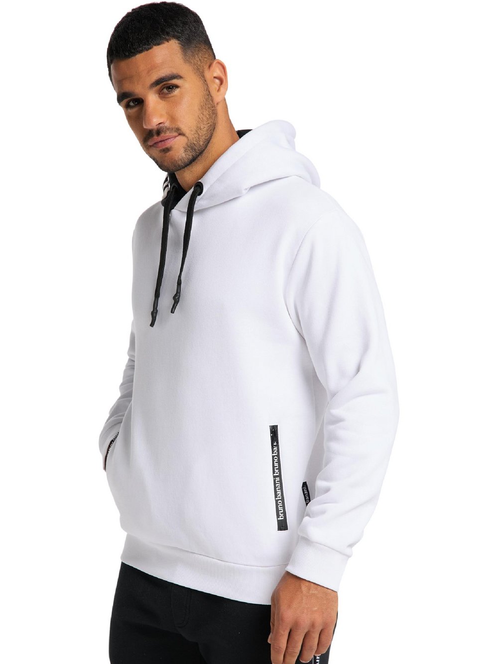 Bruno Banani Hoodie Herren Baumwolle weiß gemustert, XXXL