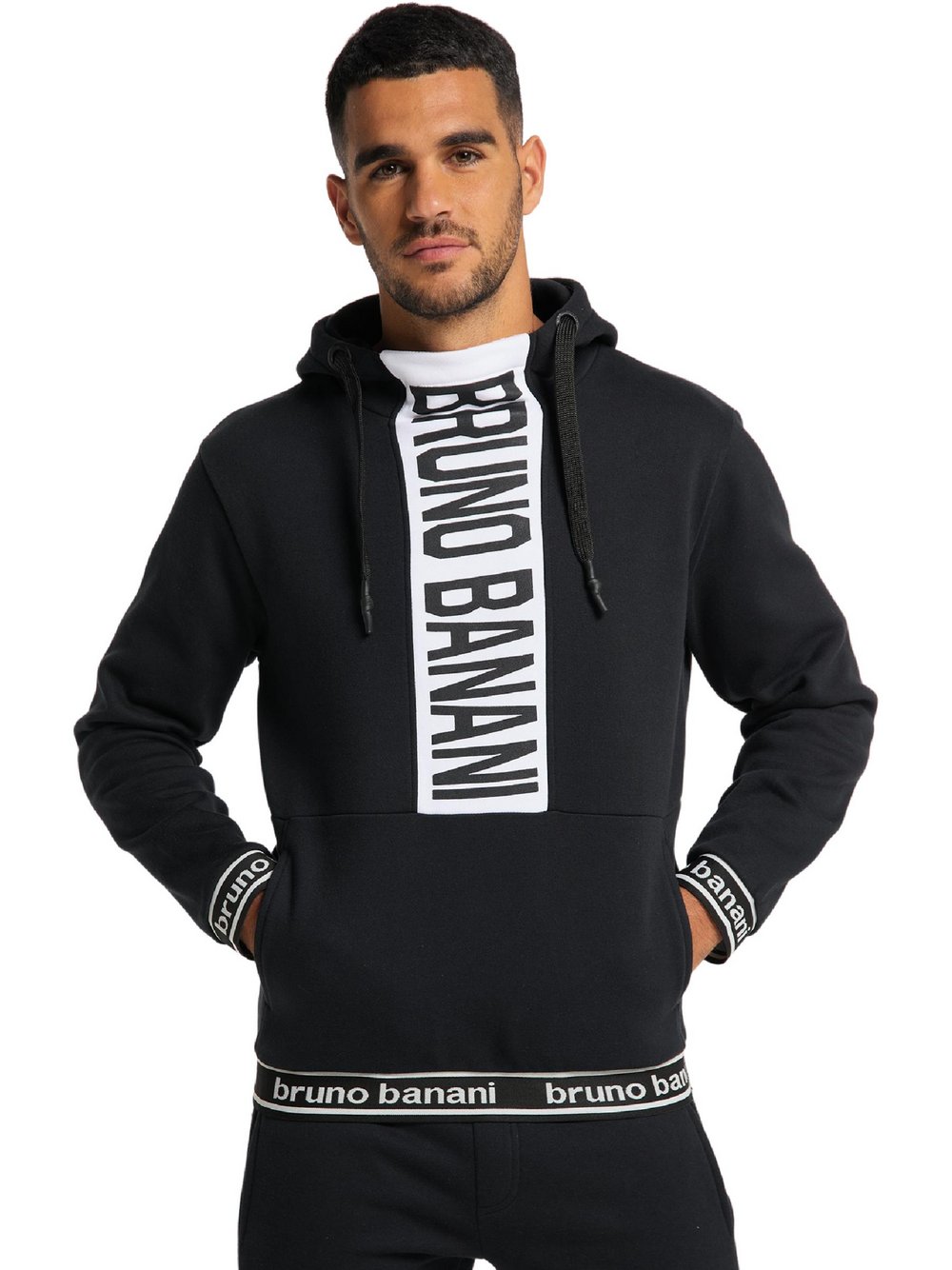 Thumbnail - Bruno Banani Hoodie Herren Baumwolle schwarz bedruckt, L