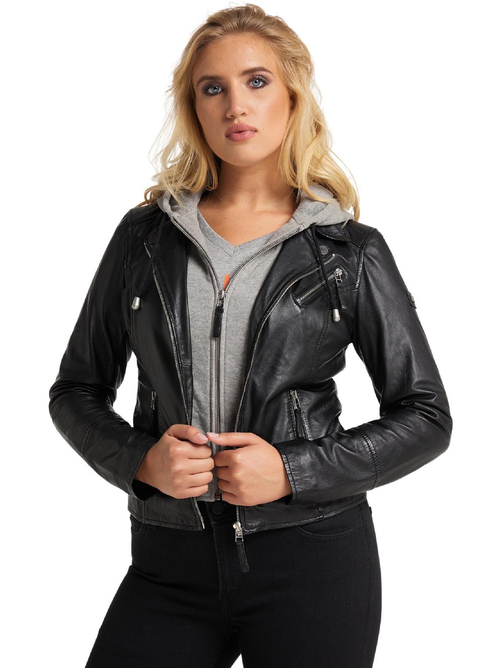 Thumbnail - Bruno Banani Lederjacke Damen schwarz, 44