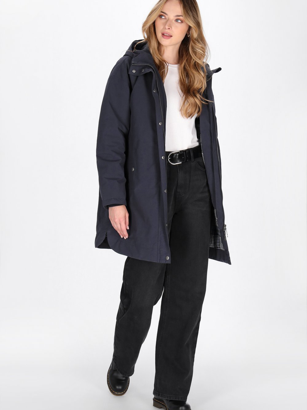 Dreimaster Mantel Damen Baumwolle blau, S