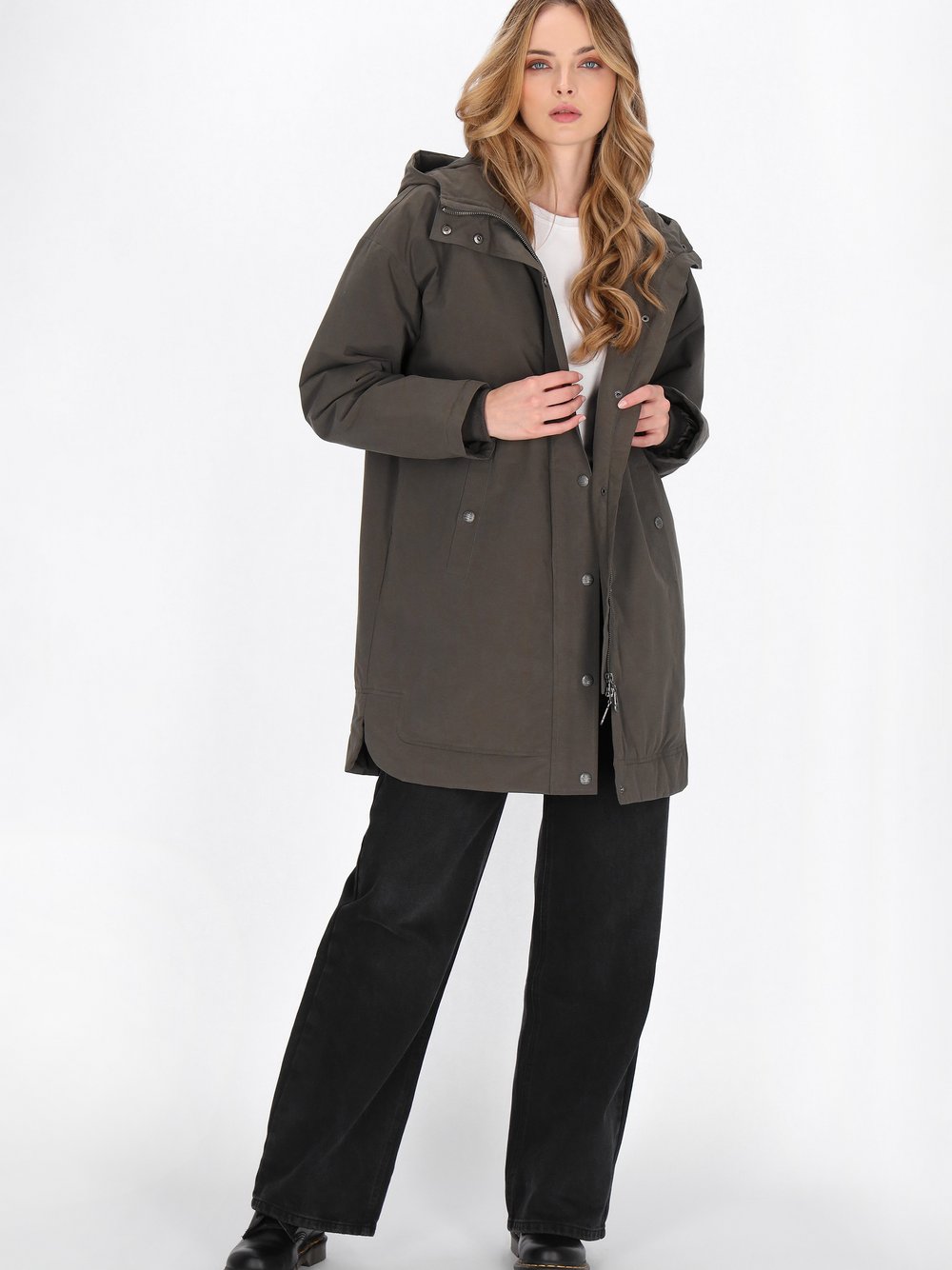 Dreimaster Mantel Damen Baumwolle grün, XXL