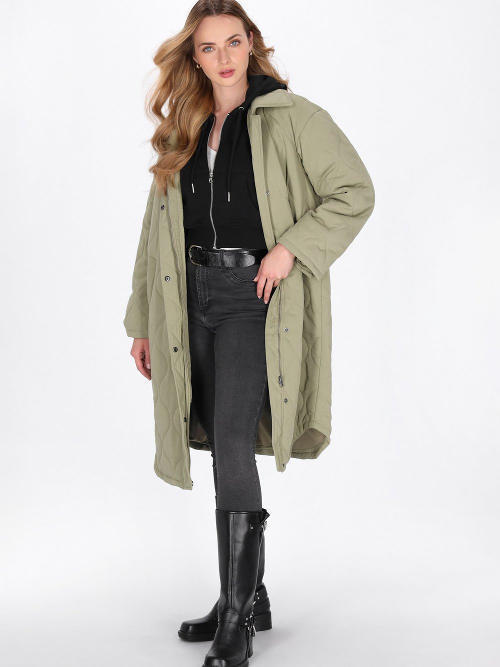 Dreimaster Mantel Damen Viskose grün, L