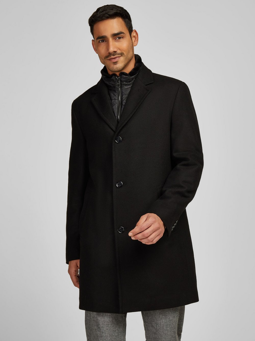 Daniel Hechter Mantel Herren Wolle schwarz, 48