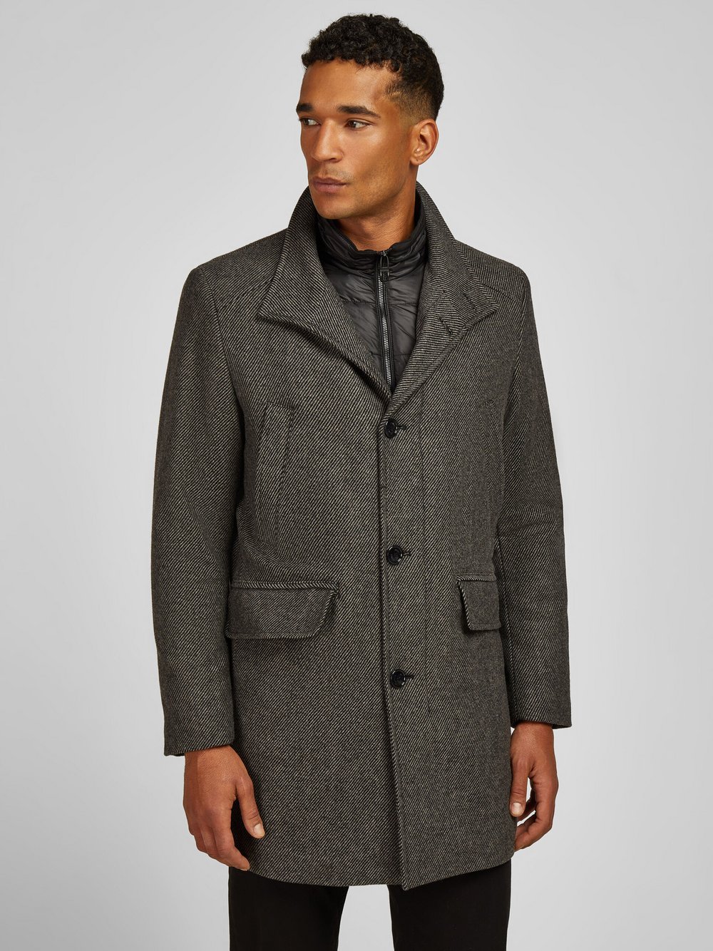 Daniel Hechter Mantel Herren Wolle grau meliert, 58