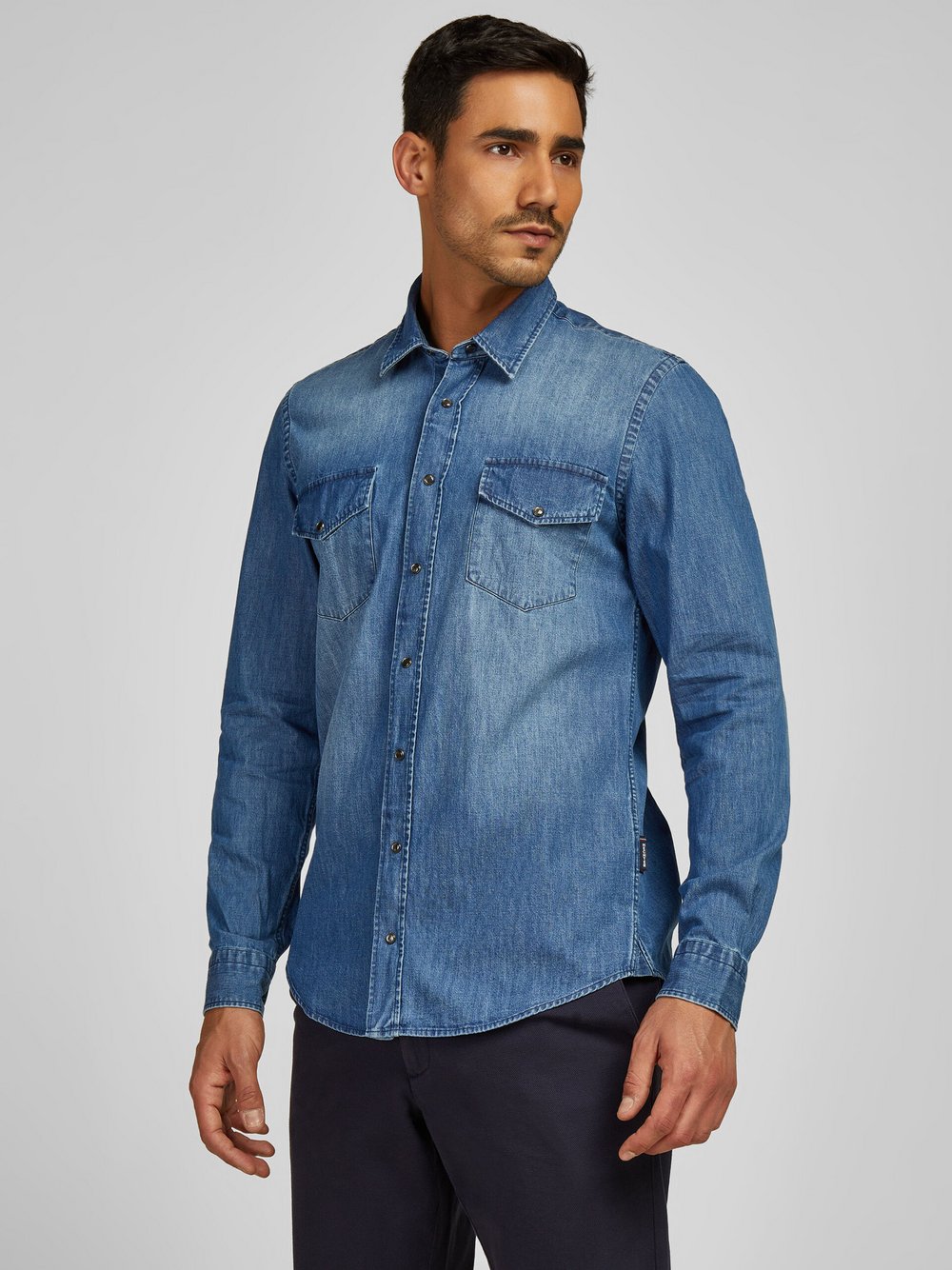 Daniel Hechter Hemd Herren Regular Fit Baumwolle blau meliert, L