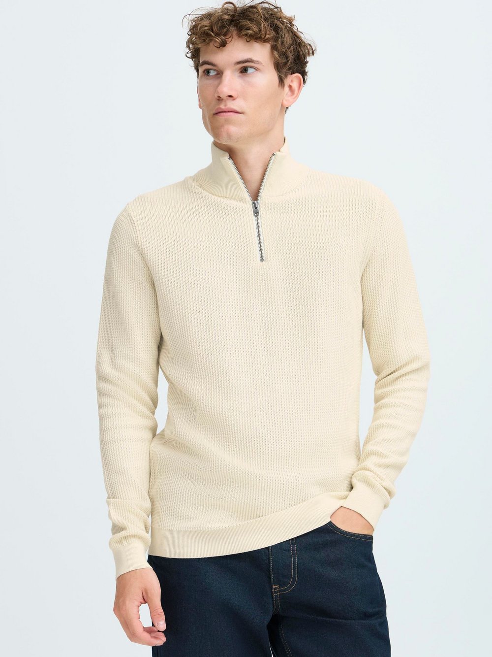 Thumbnail - CASUAL FRIDAY Troyer Herren Baumwolle beige strukturiert, XL