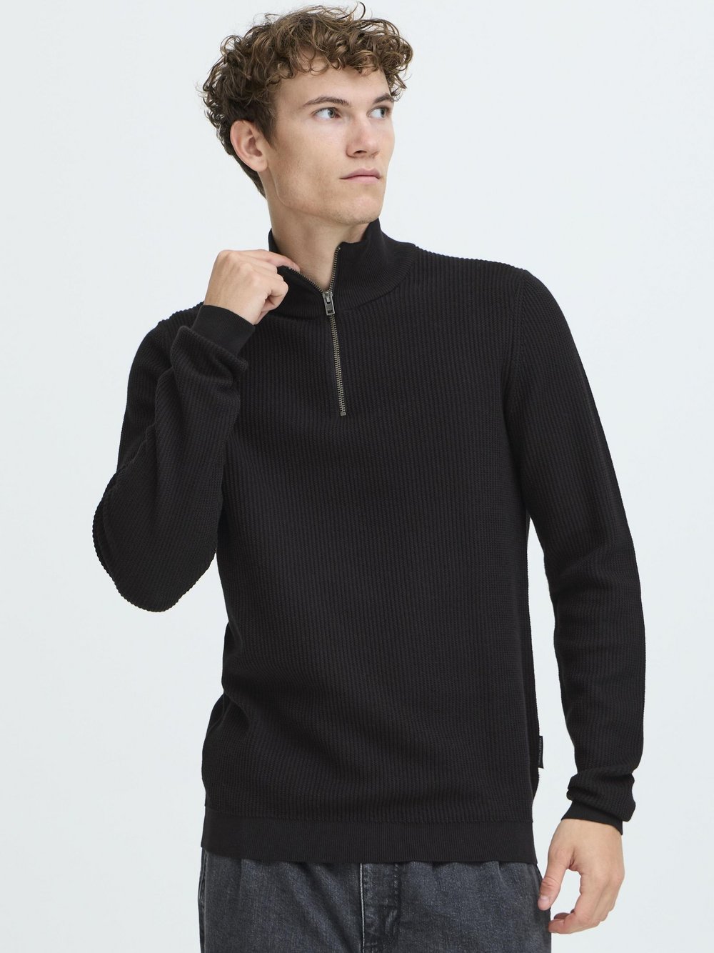 CASUAL FRIDAY Troyer Herren Baumwolle schwarz strukturiert, XL