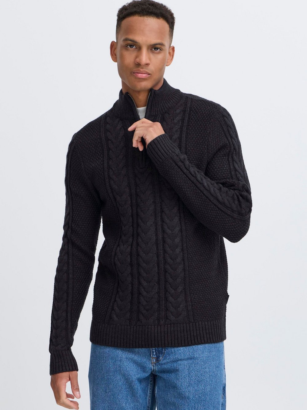 BLEND Troyer Herren Textil schwarz strukturiert, S