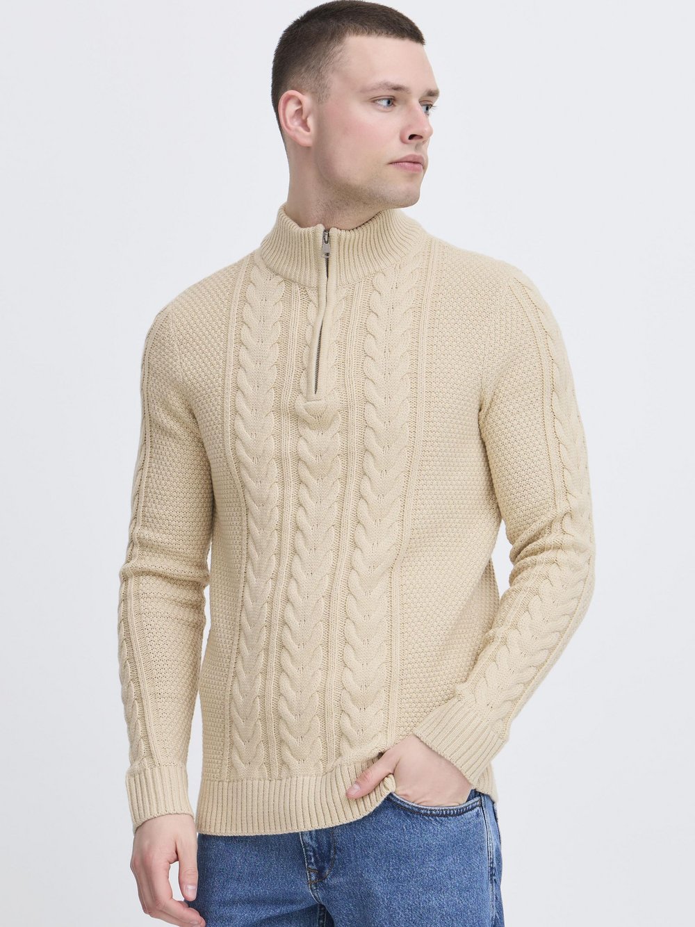 BLEND Troyer Herren Textil beige strukturiert, XXL