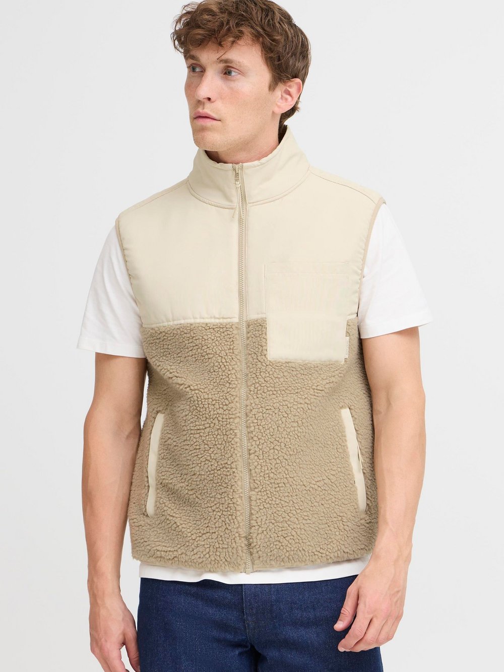 Thumbnail - BLEND Plüschweste Herren beige, S