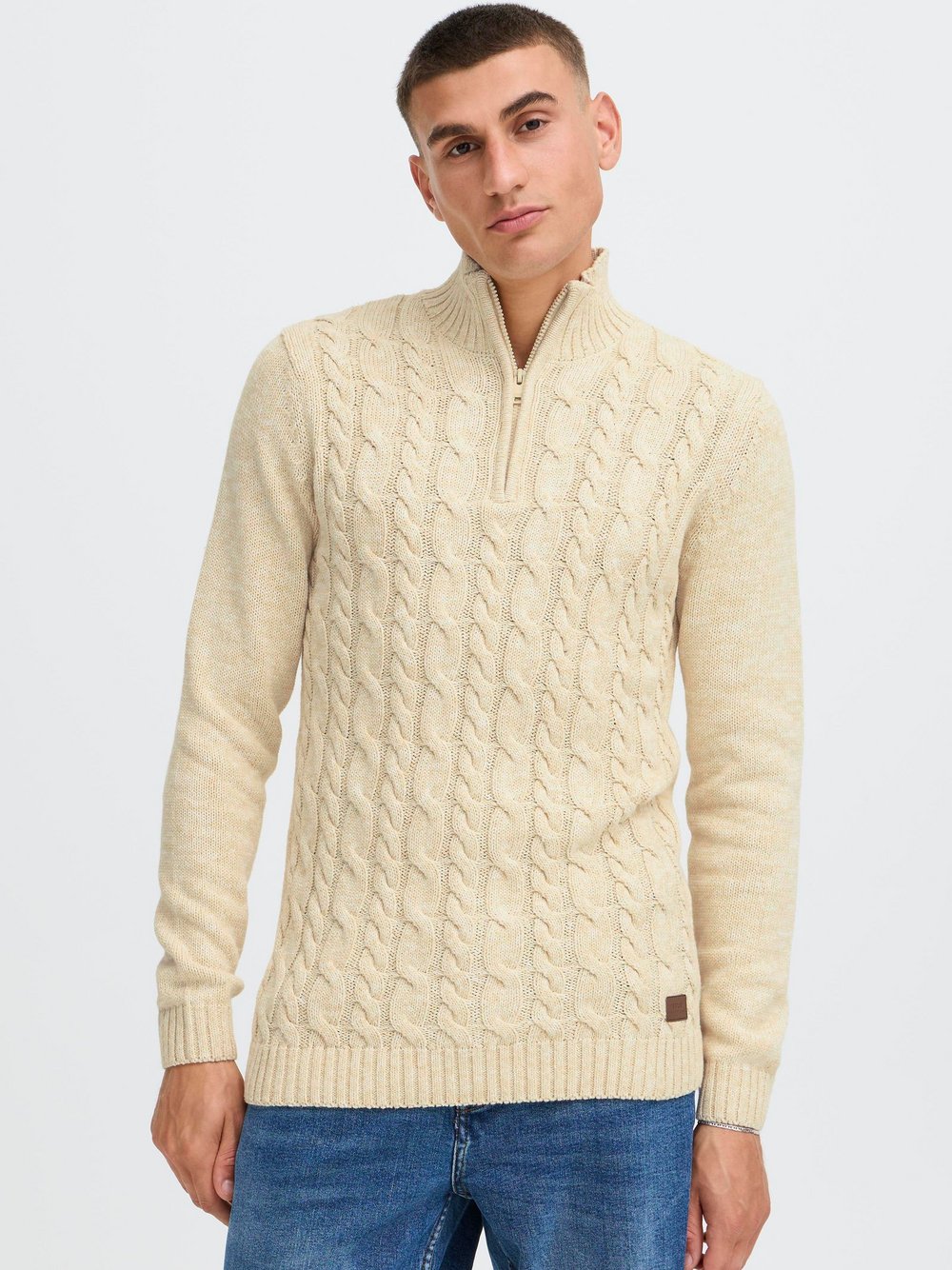 Solid Troyer Herren Baumwolle beige meliert, XL