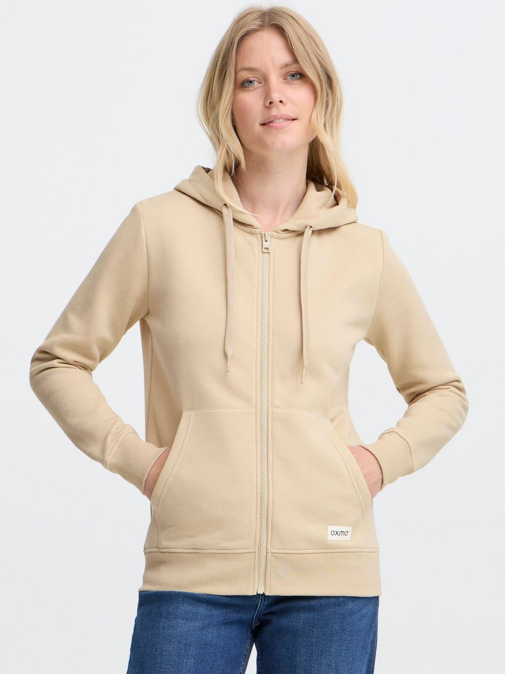OXMO Kapuzenfleecejacke Damen beige, S