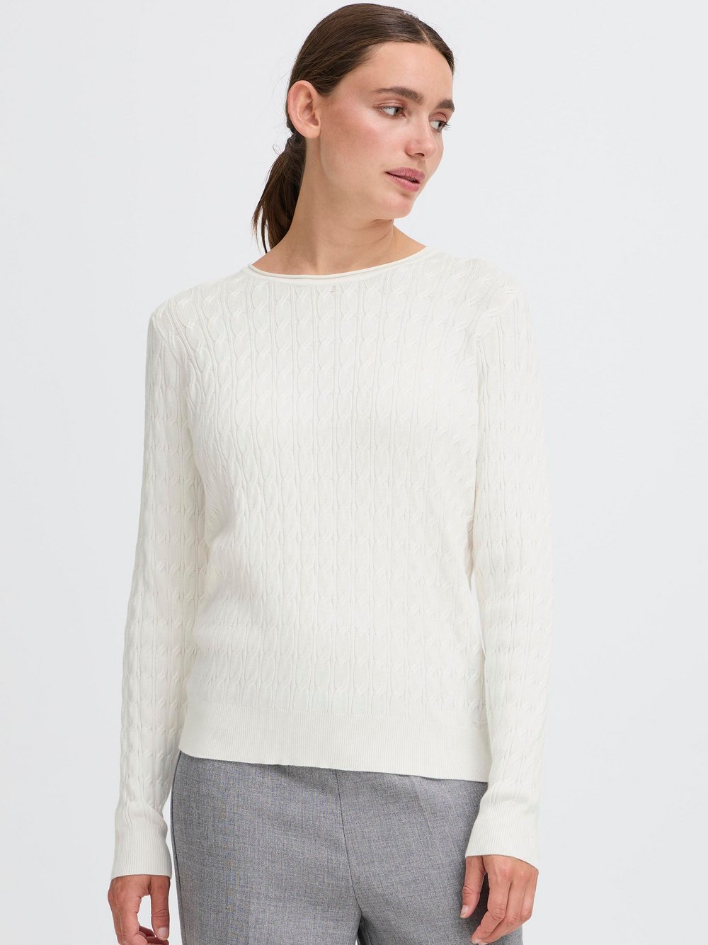 OXMO Strickpullover Damen Viskose weiß, M