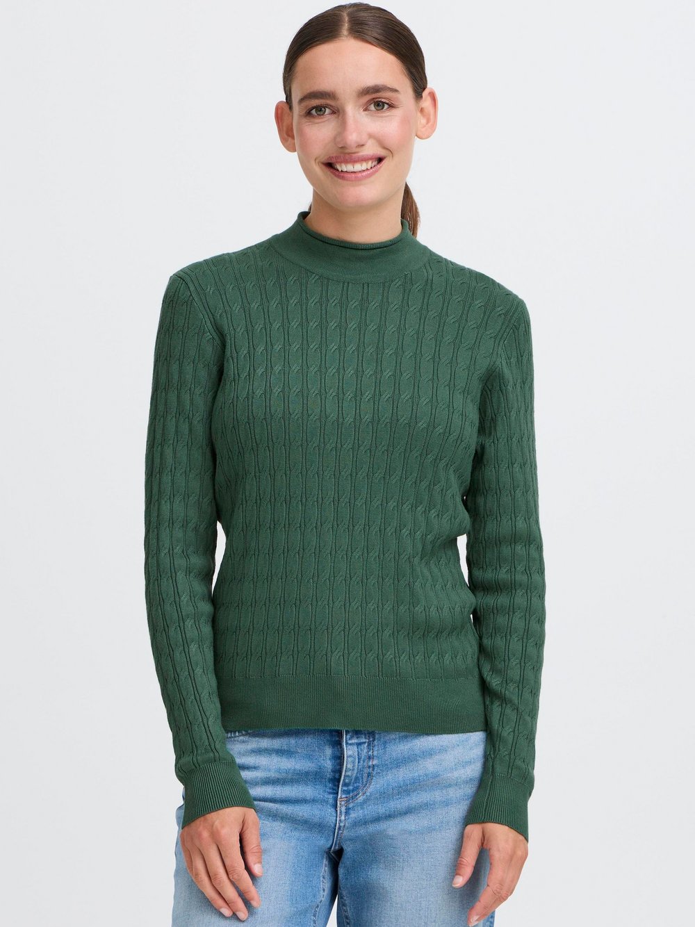 Thumbnail - OXMO Rollkragenpullover Damen Viskose grün, XS