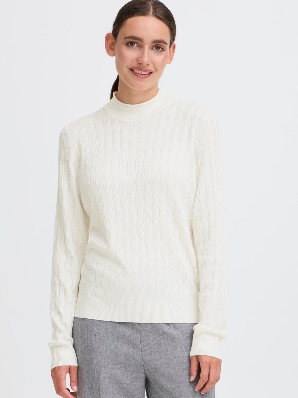 OXMO Rollkragenpullover Damen Viskose weiß, XXL