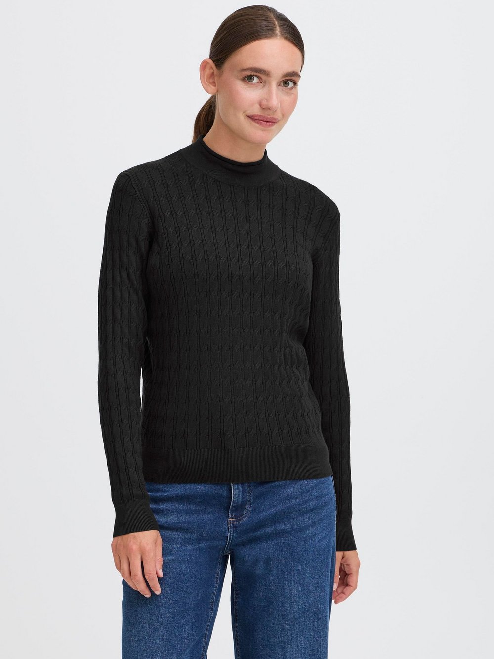 OXMO Rollkragenpullover Damen Viskose schwarz, L