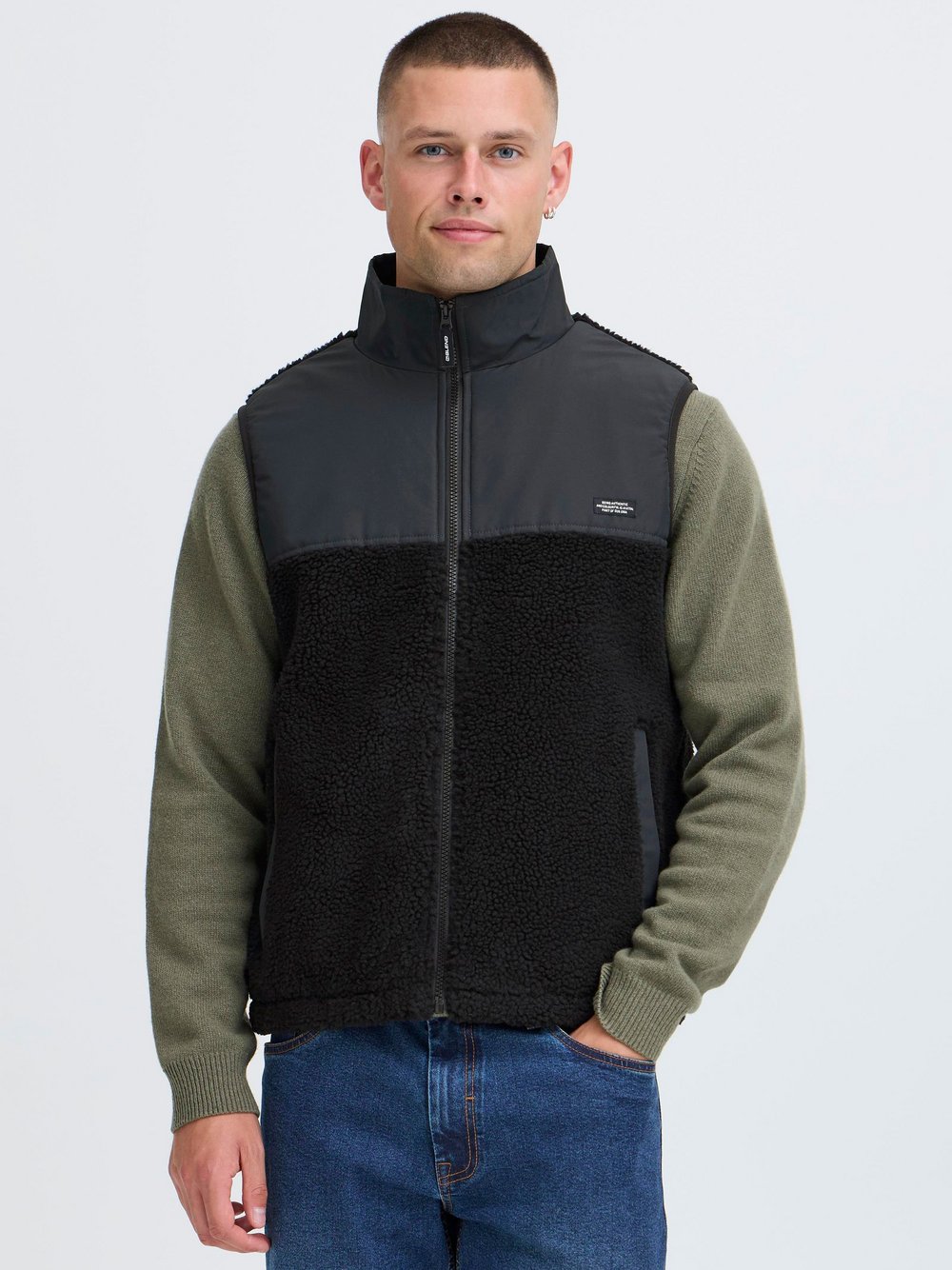 BLEND Plüschweste Herren schwarz, XL