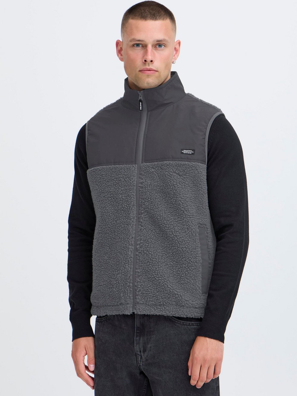 BLEND Plüschweste Herren grau, S