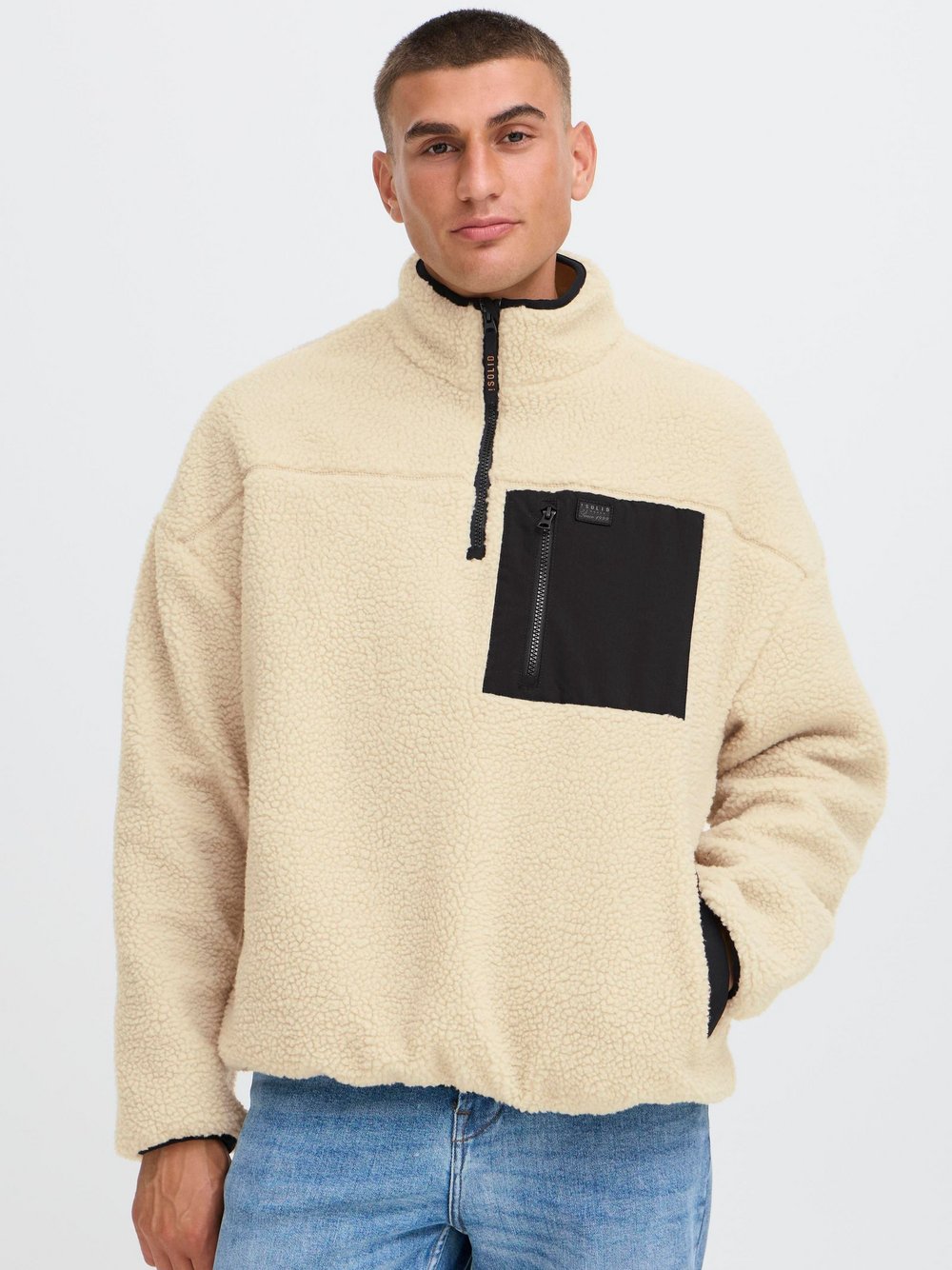 Thumbnail - Solid Plüschpullover Herren beige, M