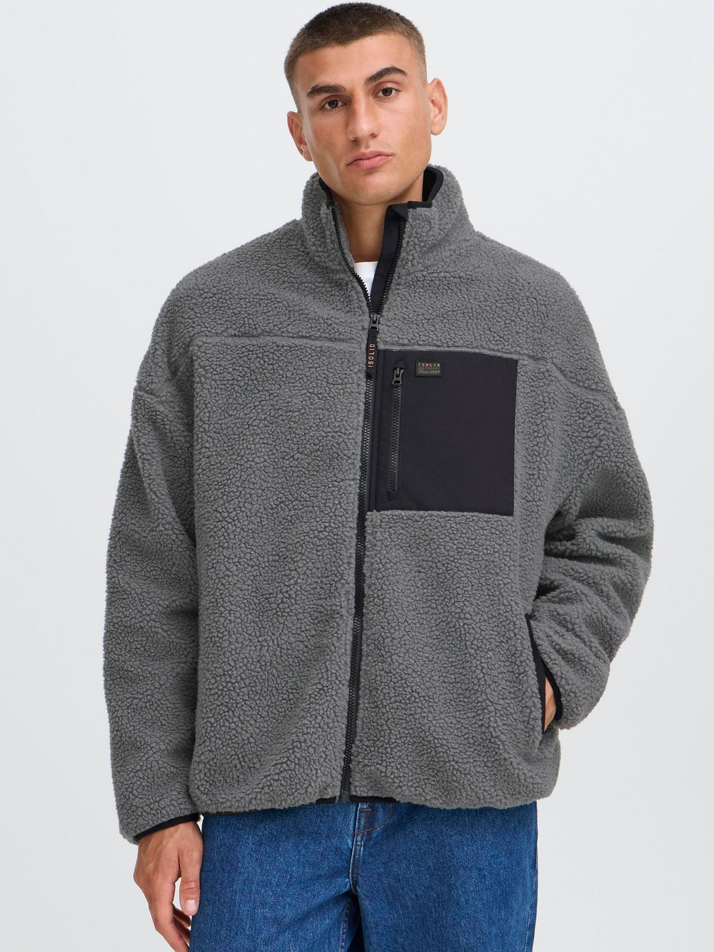 Solid Plüschjacke Herren grau, L
