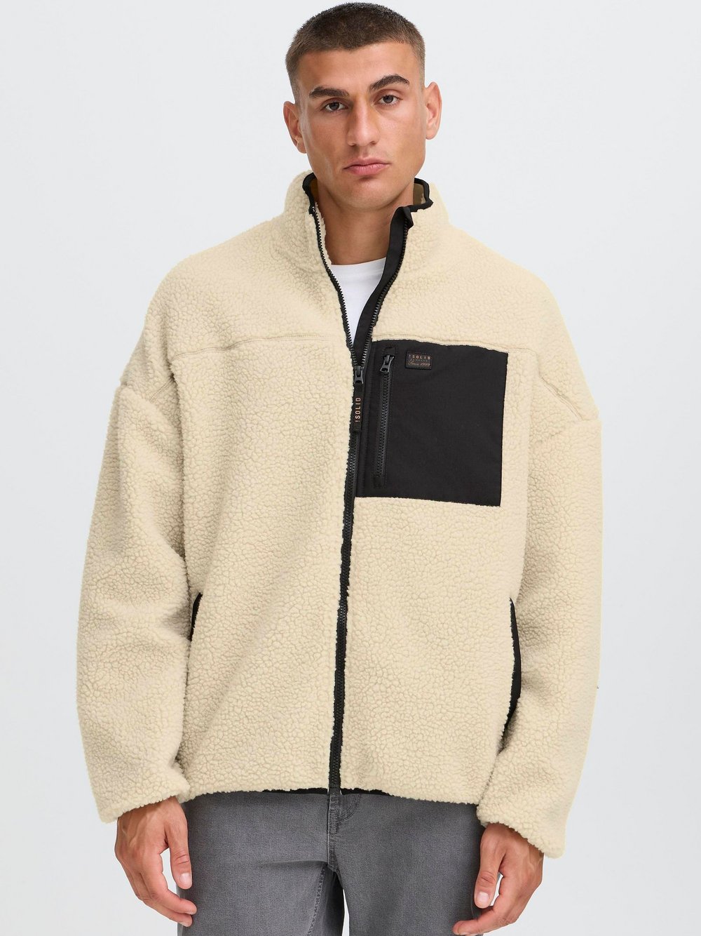 Solid Plüschjacke Herren beige, XXXL