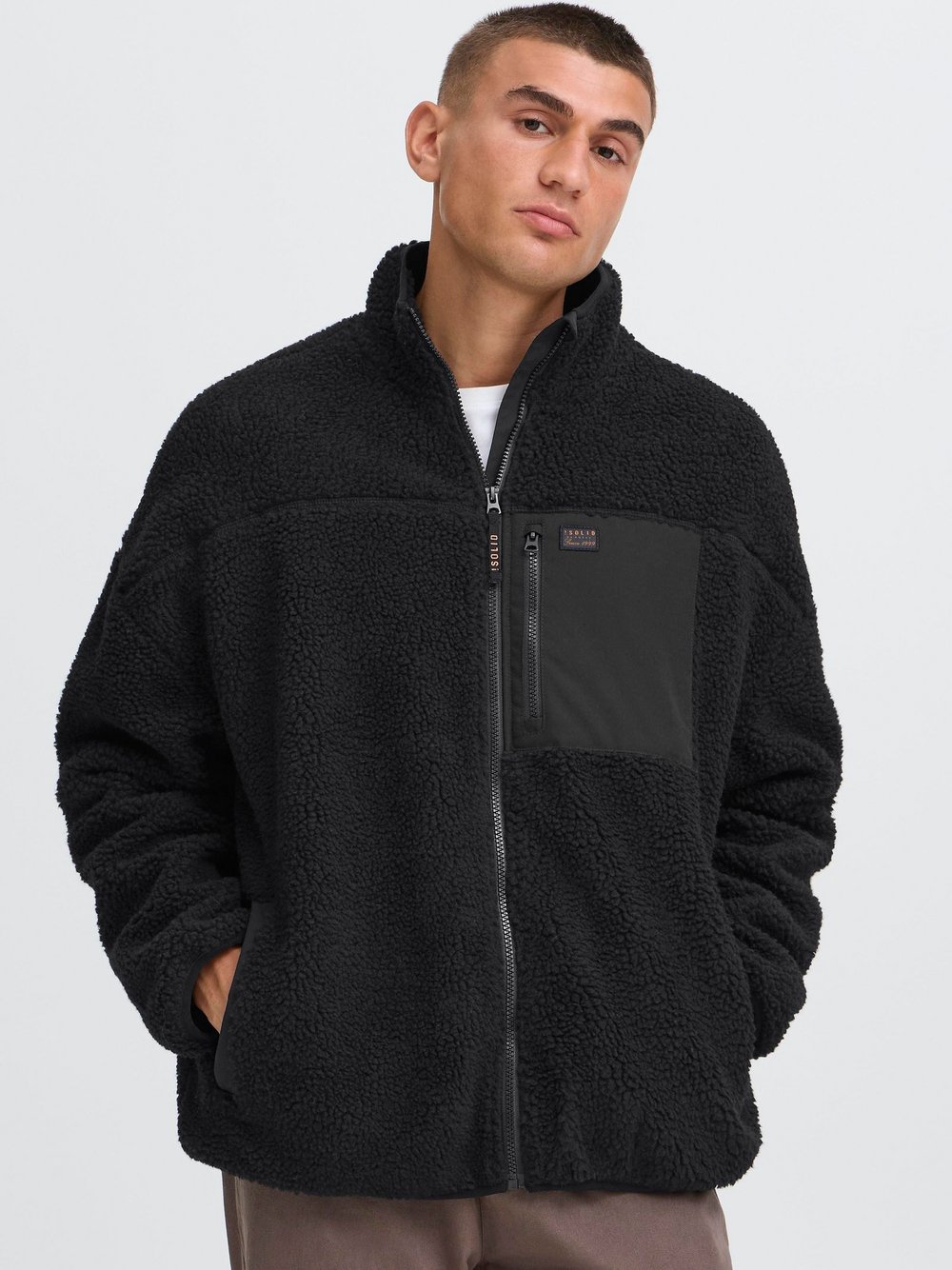 Solid Plüschjacke Herren schwarz, S