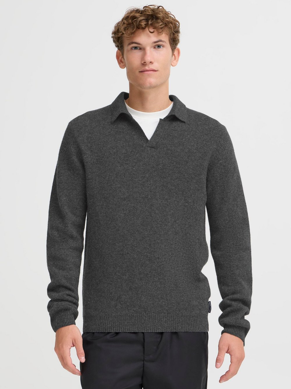Thumbnail - CASUAL FRIDAY Strickpullover Herren Wolle grau meliert, S