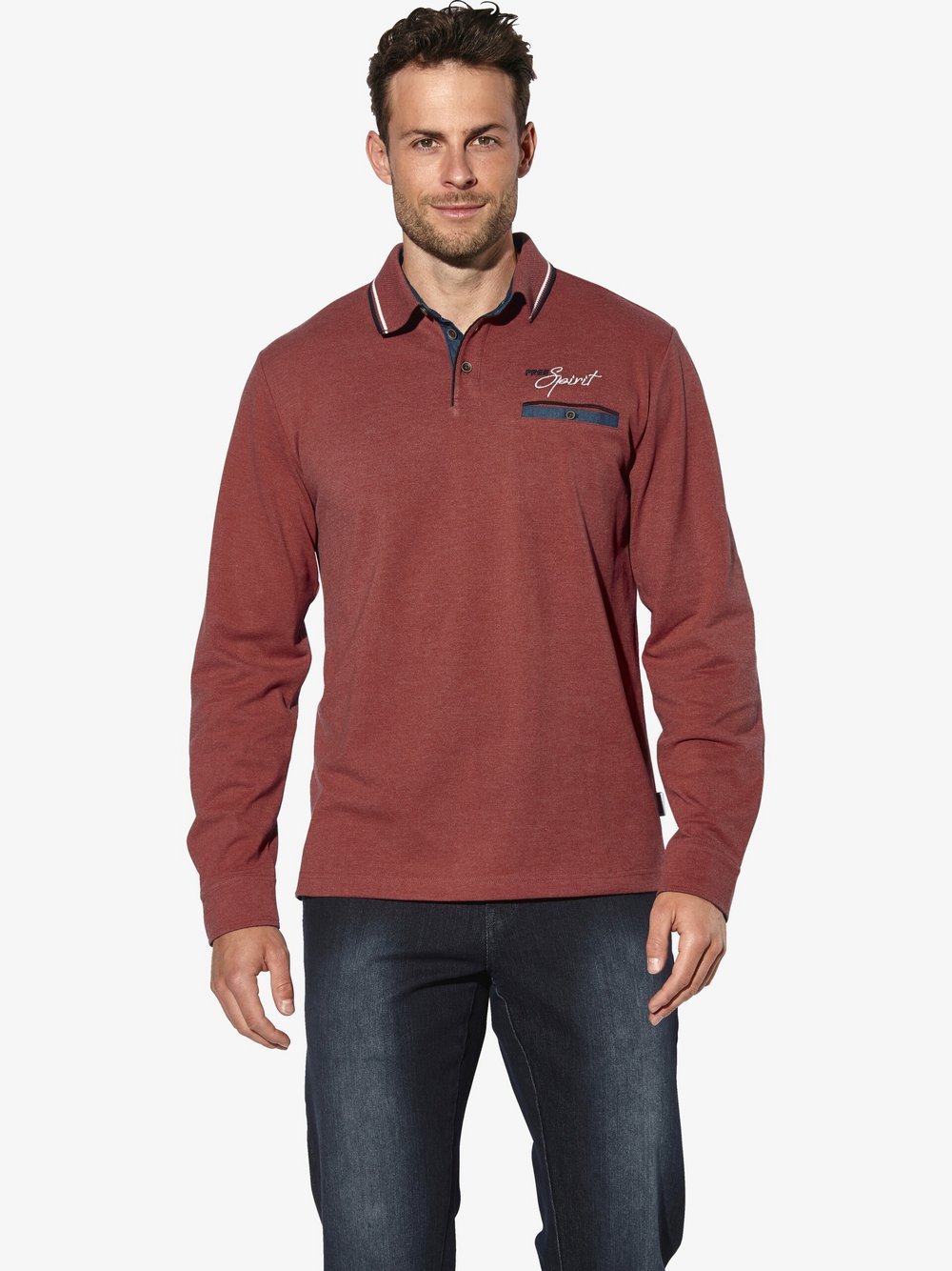 BABISTA Langarm-Poloshirt Herren Baumwolle rot, M