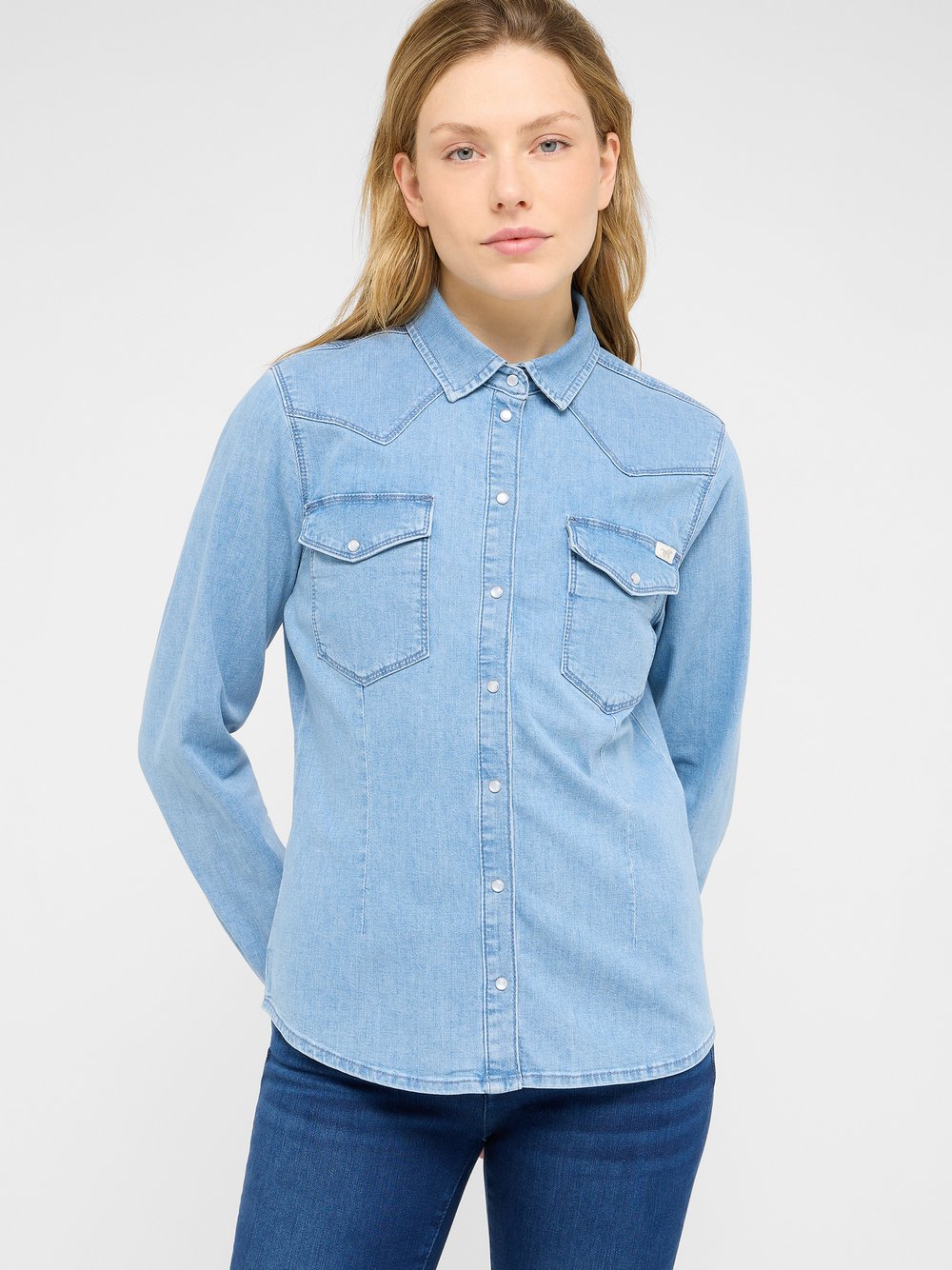 Thumbnail - Mustang Hemd Damen Baumwolle blau, 42