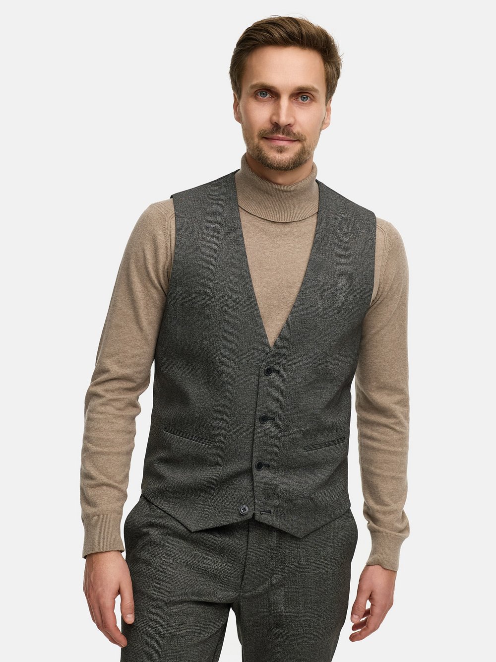 Jeff Anzugweste Herren Slim Fit grau, 48
