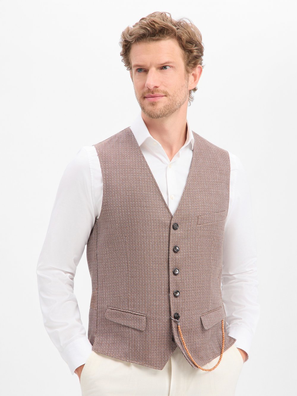 CG - CLUB of GENTS Weste Herren Regular Fit Leinen braun, 50