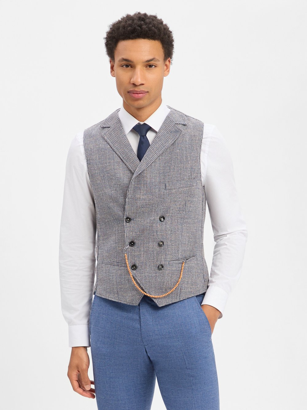 CG - CLUB of GENTS Anzugweste mit Wollanteil Herren Regular Fit Baumwolle mehrfarbig gemustert, 46