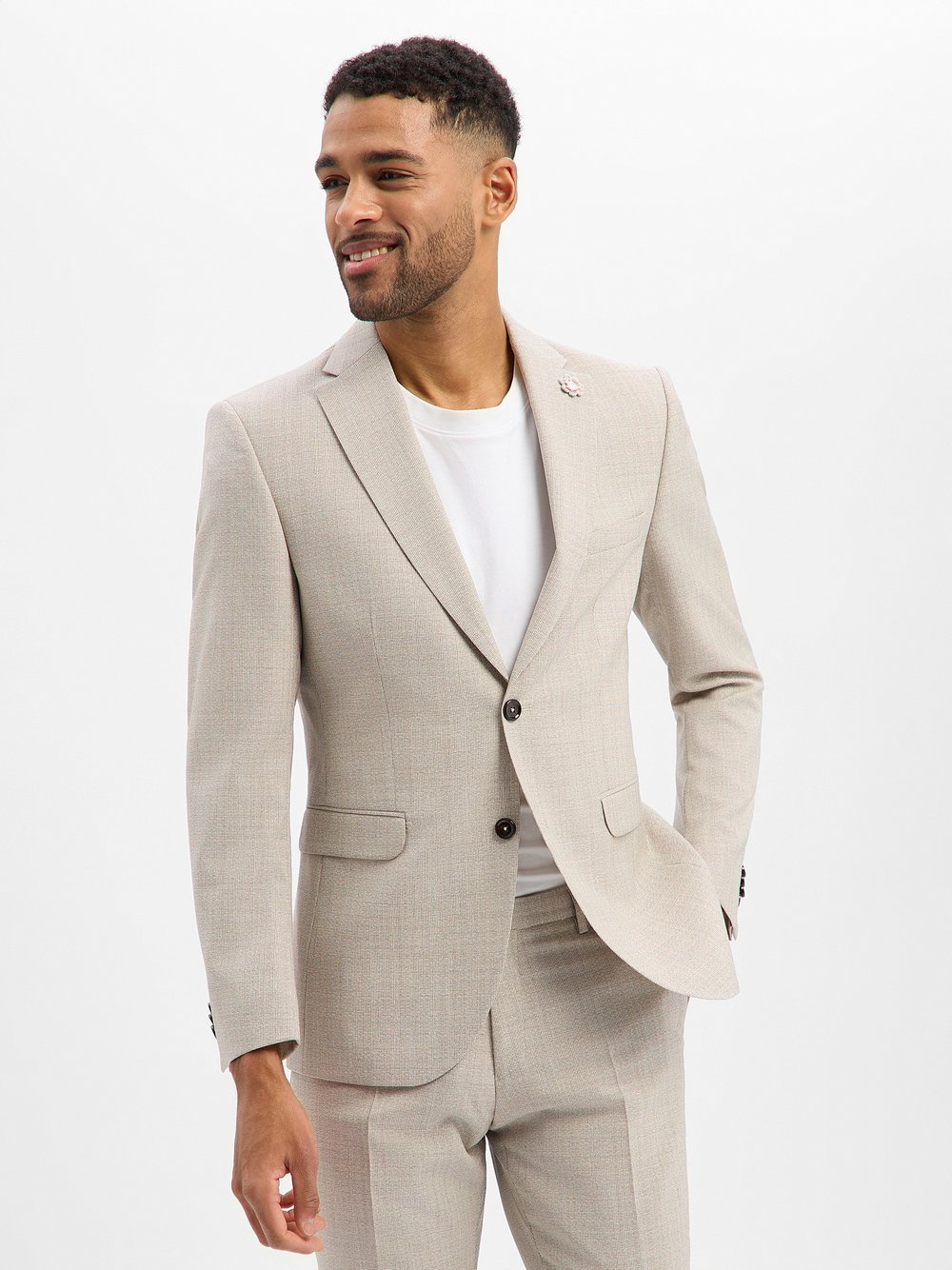 CG - CLUB of GENTS Baukasten-Sakko aus Schurwolle Herren Slim Fit beige meliert, 56