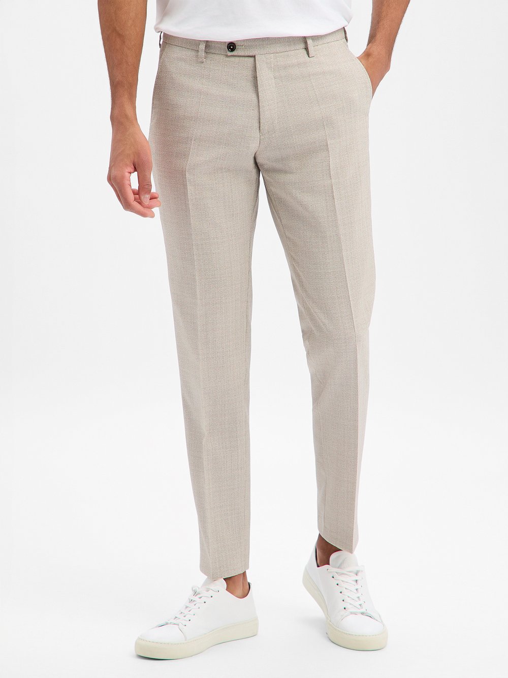 CG - CLUB of GENTS Baukasten-Anzughose aus Schurwolle- Paco Herren Slim Fit beige meliert, 46