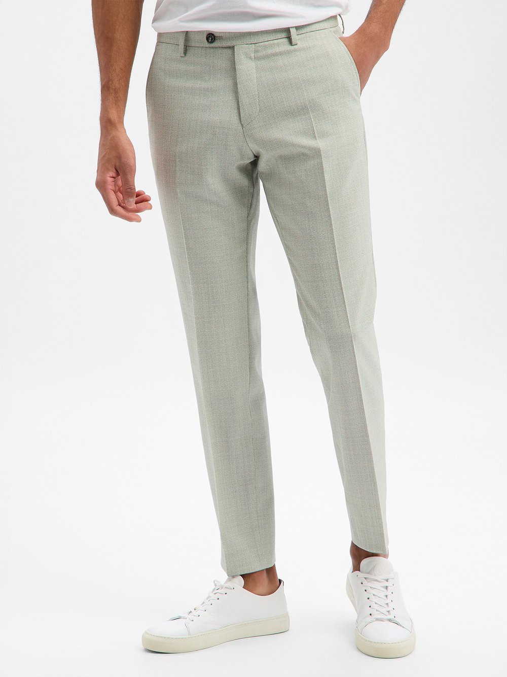 CG - CLUB of GENTS Baukasten-Hose aus Schurwolle Herren Slim Fit grün meliert, 46