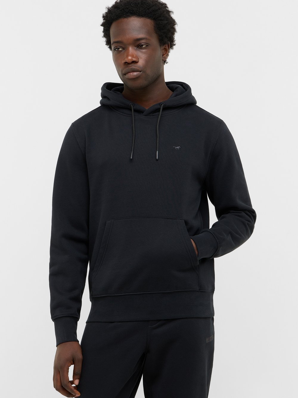 Mustang Hoodie Herren Baumwolle schwarz, XXXL