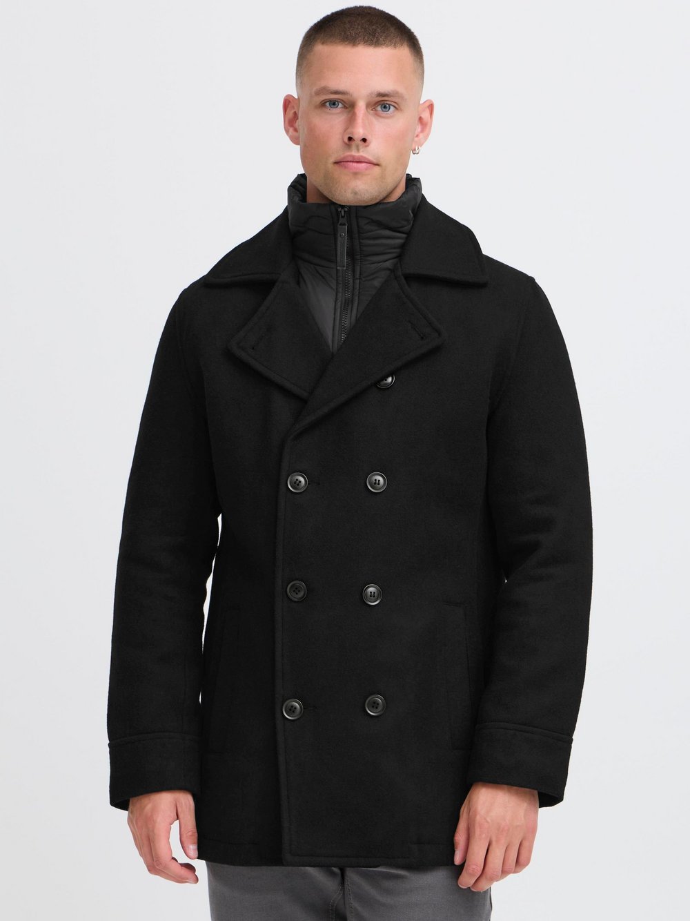 Indicode Wollmantel Herren Wolle schwarz, S