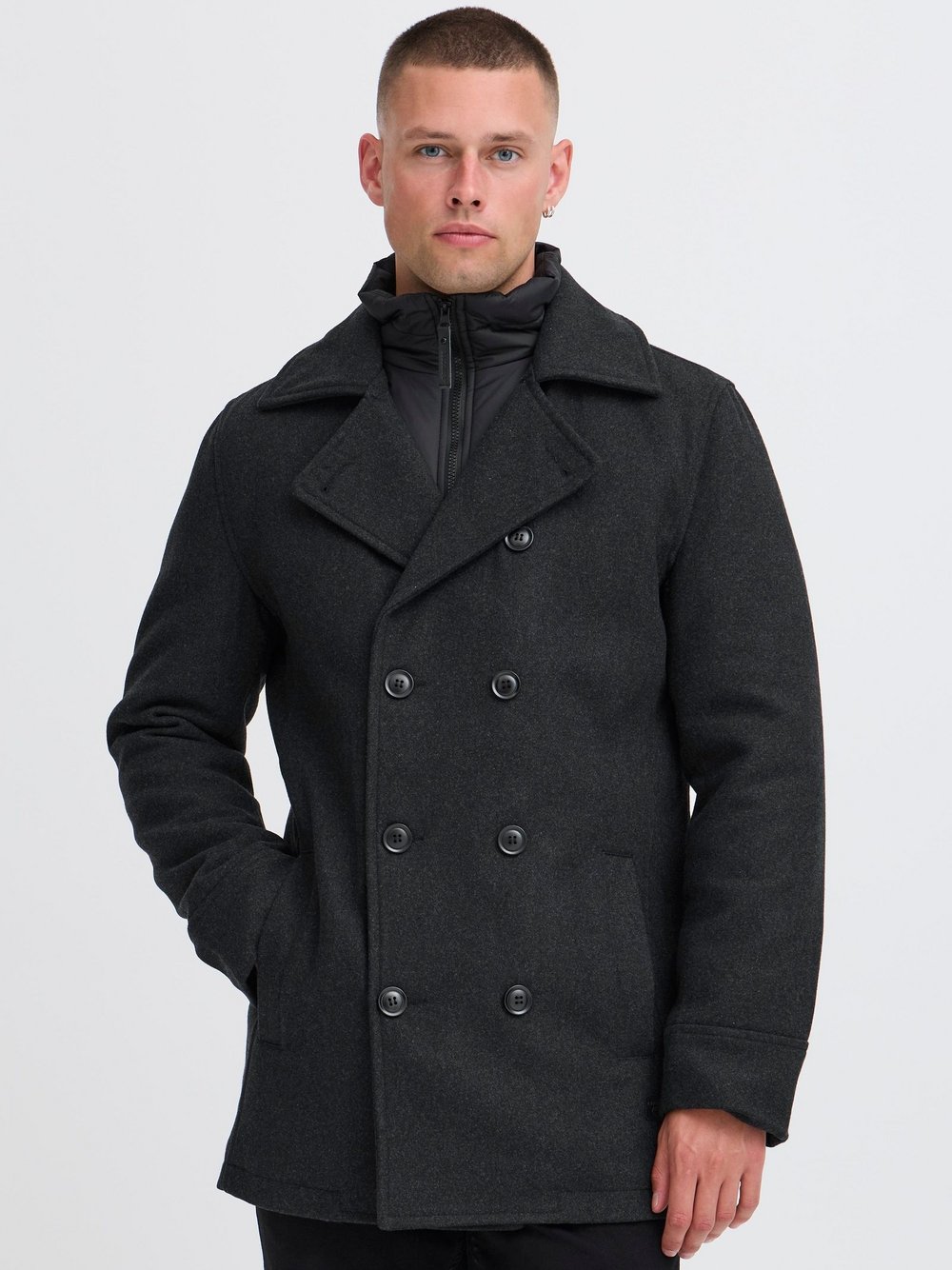 Indicode Wollmantel Herren Wolle grau, S