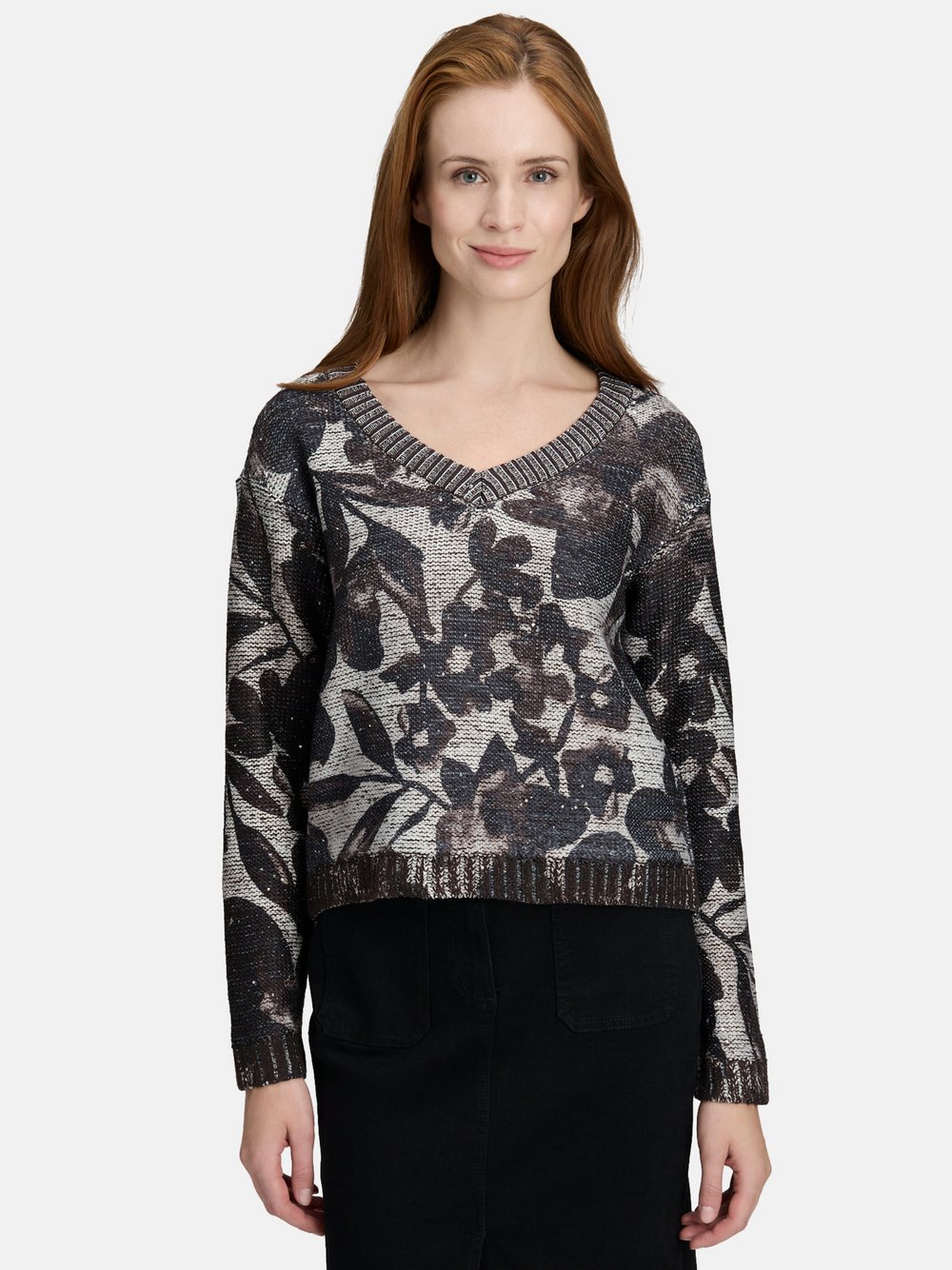 Betty Barclay Grobstrick-Pullover Damen grau gemustert, 38