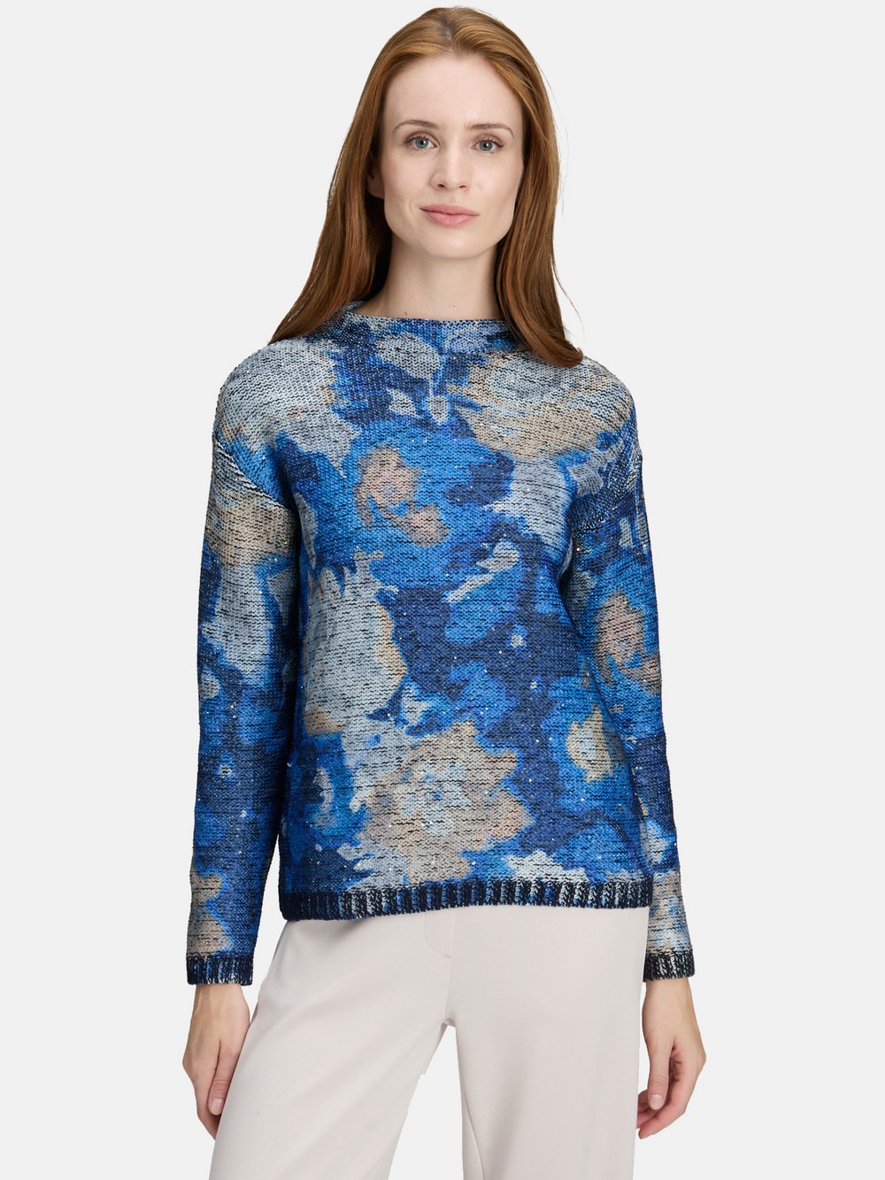 Betty Barclay Grobstrick-Pullover Damen blau gemustert, 38