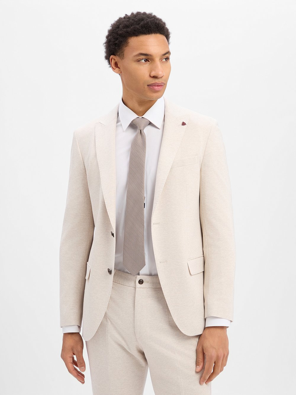 Roy Robson Baukasten-Sakko Herren Slim Fit Viskose beige meliert, 50