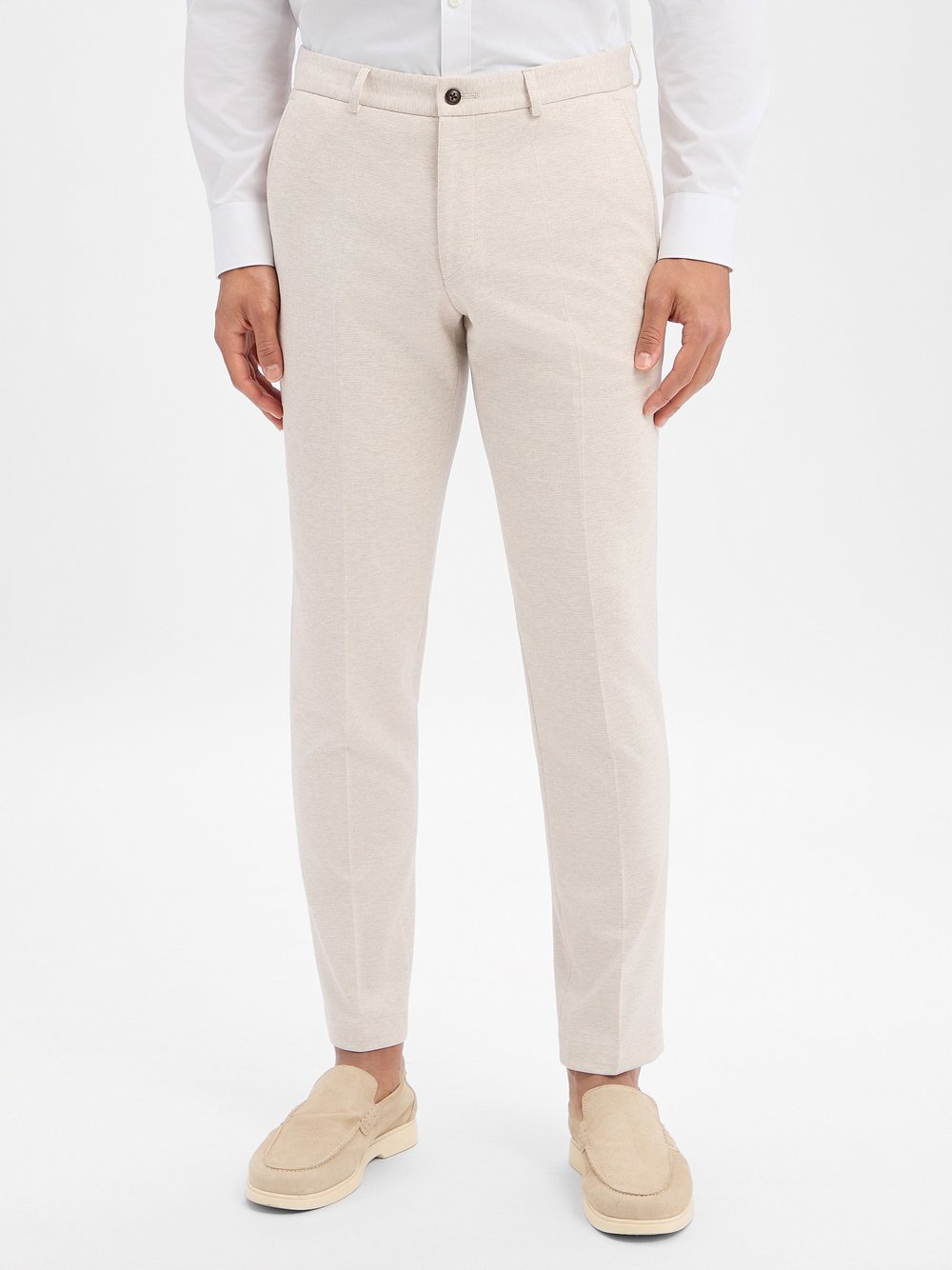 Roy Robson Baukasten-Hose Herren Slim Fit Viskose beige meliert, 50