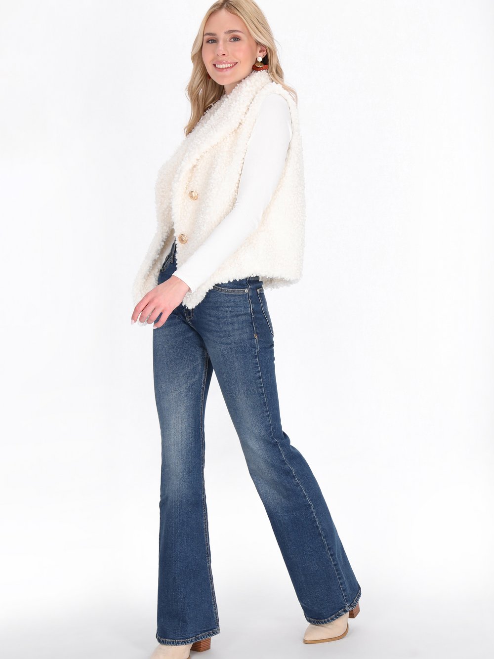 IZIA Weste Damen weiß meliert, S