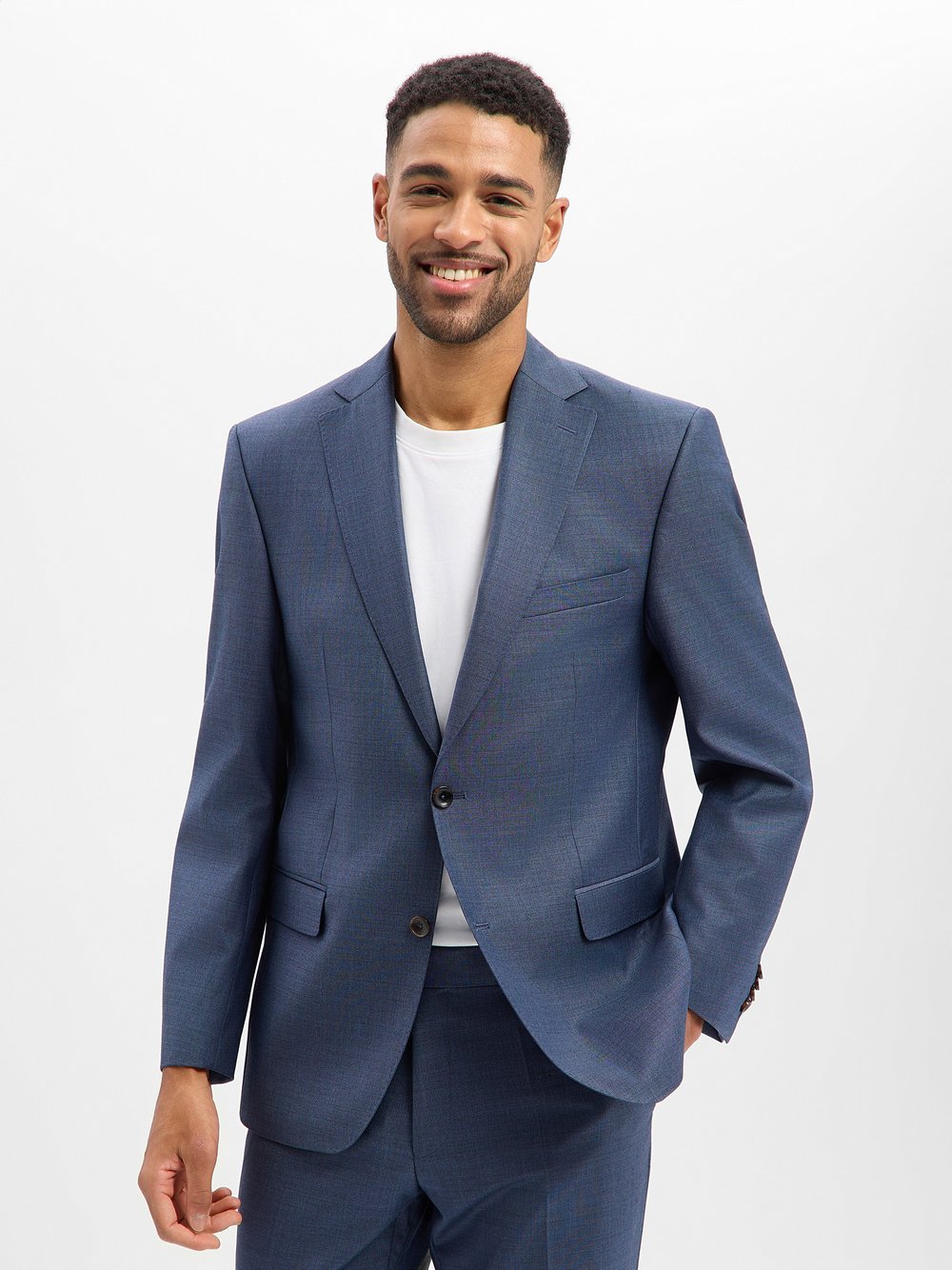 Thumbnail - Carl Gross Baukasten-Schurwoll-Sakko Herren Modern Fit Schurwolle blau meliert, 27